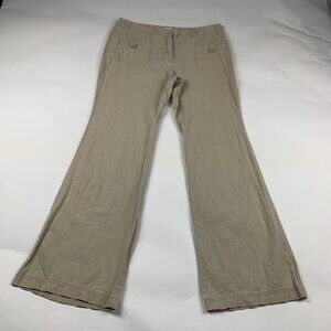 New York & Company Tan Linen Blend Wide Leg Trouser Pant 10